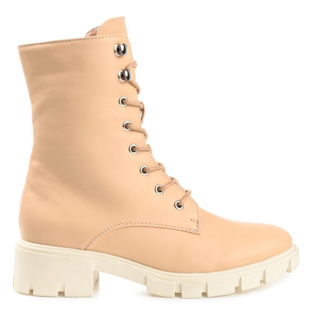 Journee Collection Madelynn Booties Combat Ankle Boots Tan Size 8  MSRP $100